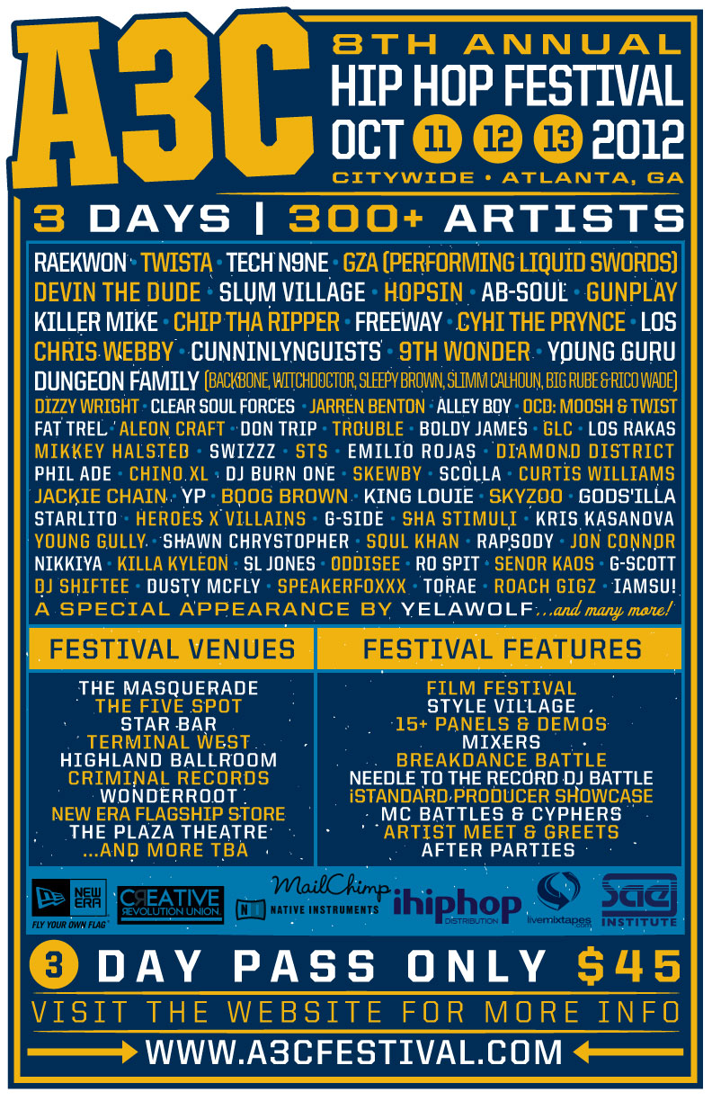 A3C Hip Hop Festival Lineup Raekwon, Twista, GZA, Tech N9ne and more